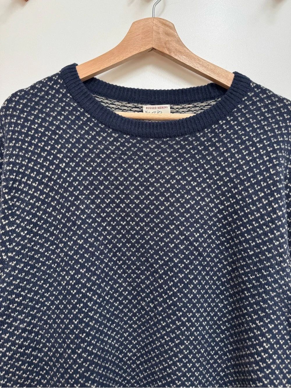 J. Crew Rugged Merino Wool Blend Bird’s Eye Sweater Men’s Large NWT Preppy